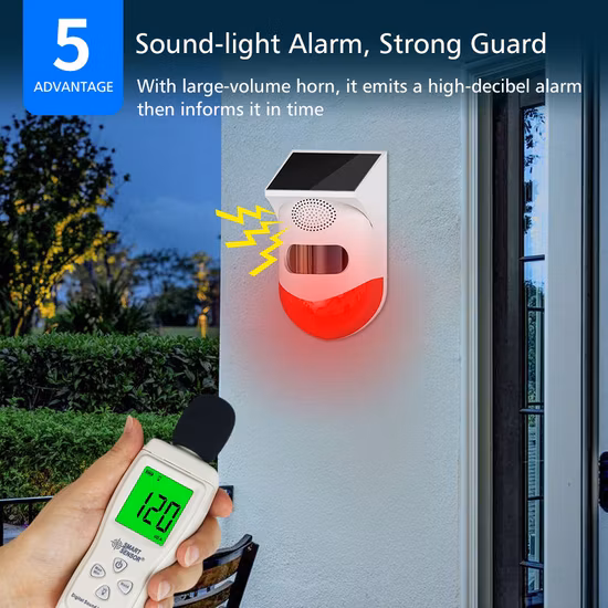 Tuya Allarme wireless intelligente Rilevatore di movimento solare a infrarossi WiFi Allarme rilevatore